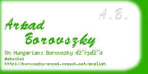 arpad borovszky business card